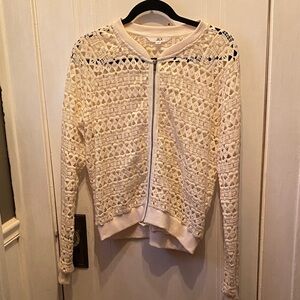 Jack by BB Dakota Cream Lace Jacket/zip up cardigan.
